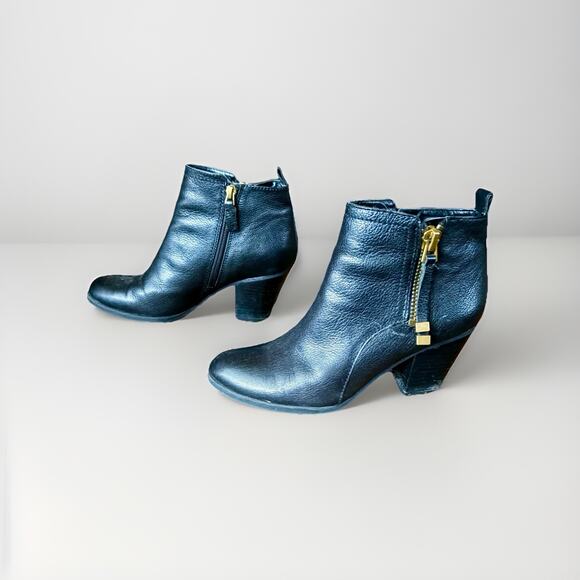 BLK LTR Franco Sarto Ankle Zip Booties Classic Western Moto Grunge Punk Goth 7.5 - Picture 3 of 16